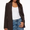 Dynamite Adeline Single Breasted Blazer Brown Clearance