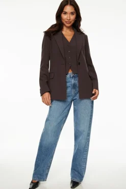 Dynamite Adeline Single Breasted Blazer Brown Clearance