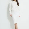 Dynamite Alana Sequin Lace Midi Skirt White Hot