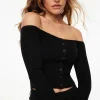 Dynamite Alice Off Shoulder Cardigan Black Hot