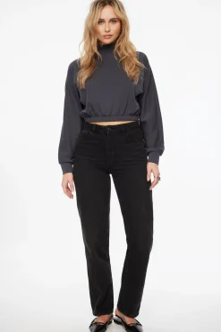 Dynamite Anywear Scuba Funnel Neck Sweatshirt Gray Cheap