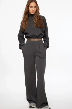 Dynamite Anywear Scuba Funnel Neck Sweatshirt Gray Cheap