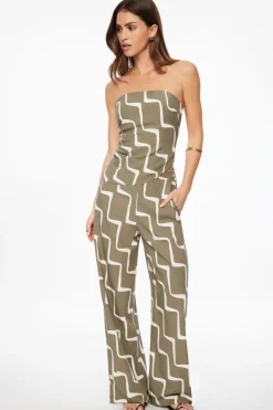 Dynamite Asymmetric Linen Tube Top Green Flash Sale