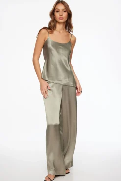 Dynamite Asymmetric Satin Cami Gray Sale