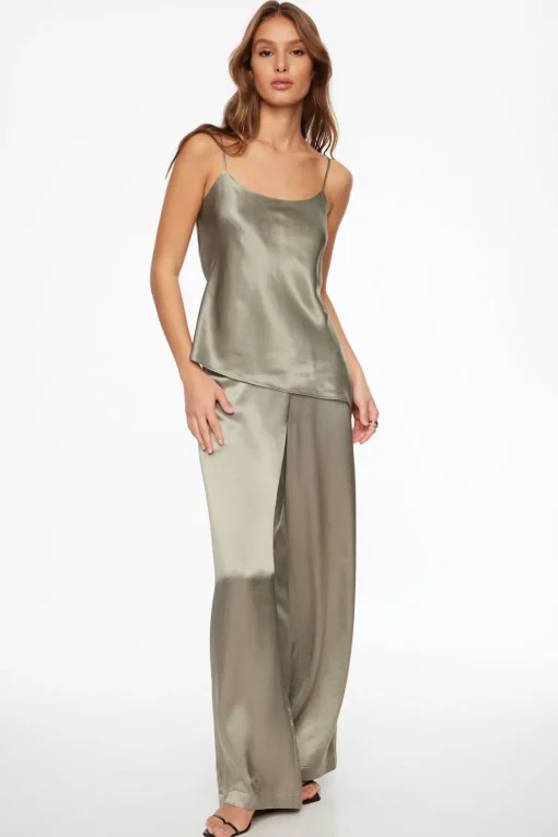 Dynamite Asymmetric Satin Cami Gray Sale