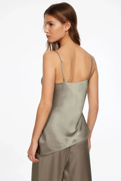 Dynamite Asymmetric Satin Cami Gray Sale