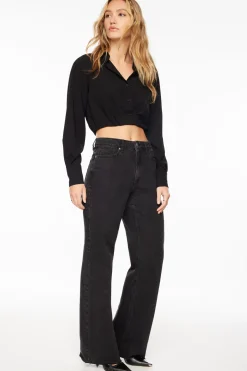 Dynamite Bailey Cropped Button Up Shirt Black Online