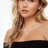 Dynamite Beaded Pearl Bow Necklace White Shop