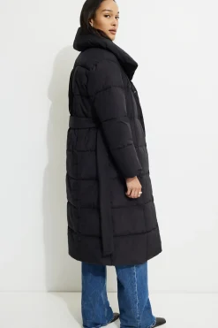 Dynamite Belted Maxi Puffer Coat Black Sale