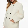 Dynamite Bouclé Double Breasted Coat White Sale