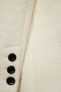 Dynamite Bouclé Double Breasted Coat White Sale