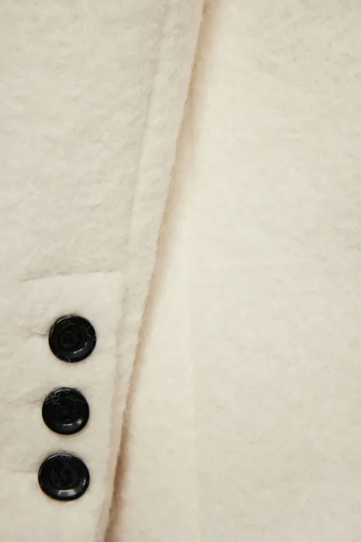 Dynamite Bouclé Double Breasted Coat White Sale
