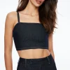 Dynamite Boxy Denim Crop Top Blue New