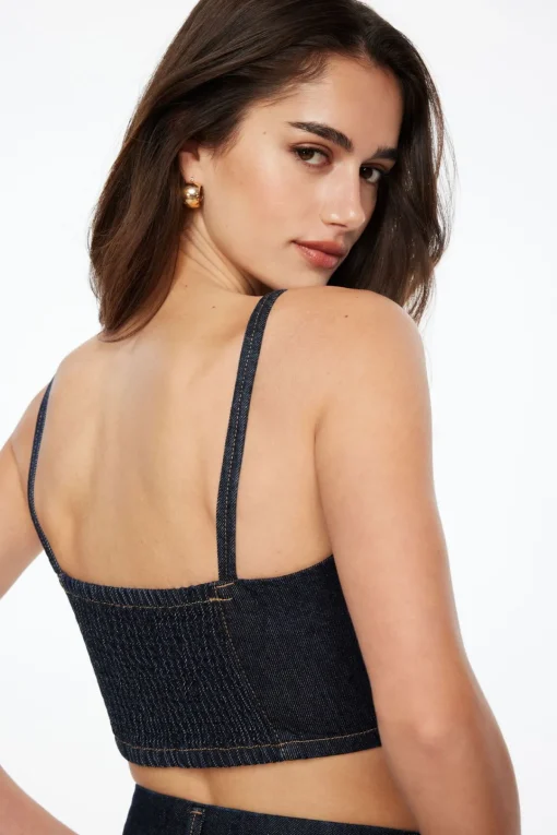 Dynamite Boxy Denim Crop Top Blue New