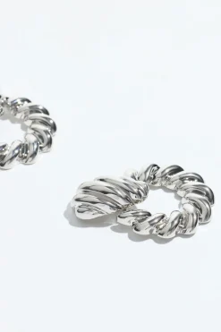 Dynamite Braided Door Knocker Earrings Grey New