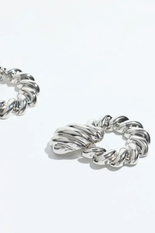 Dynamite Braided Door Knocker Earrings Grey New