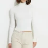 Dynamite Button Cuff Turtleneck Sweater White Cheap