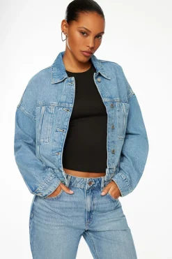 Dynamite Buttoned Denim Jacket Blue Outlet