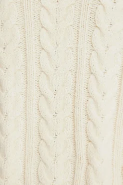 Dynamite Cable Knit Mock Neck Sweater White Best