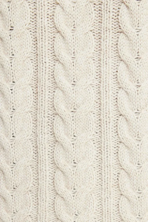 Dynamite Cable Knit Mock Neck Sweater White Best