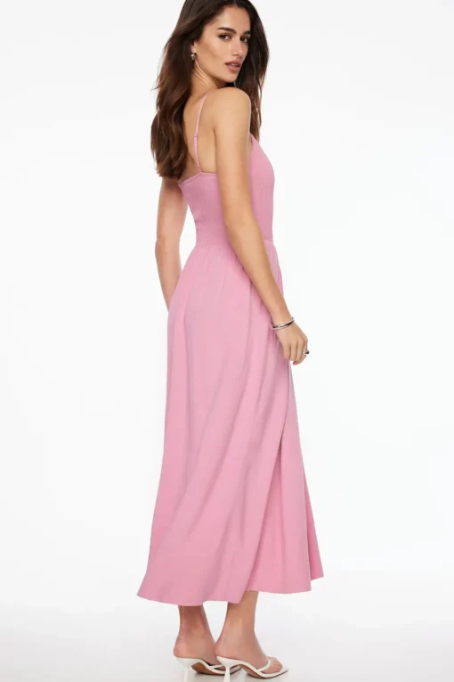 Dynamite Cami Ruched Linen Maxi Dress Red Store
