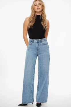 Dynamite Chloe Ultra Wide Leg Jeans Blue Sale