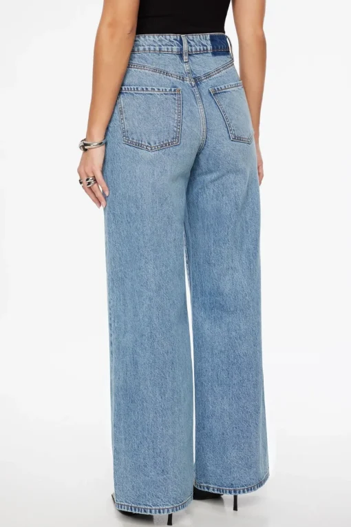 Dynamite Chloe Ultra Wide Leg Jeans Blue Sale