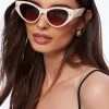 Dynamite Classic Wide Arm Cat-Eye Sunglasses White New
