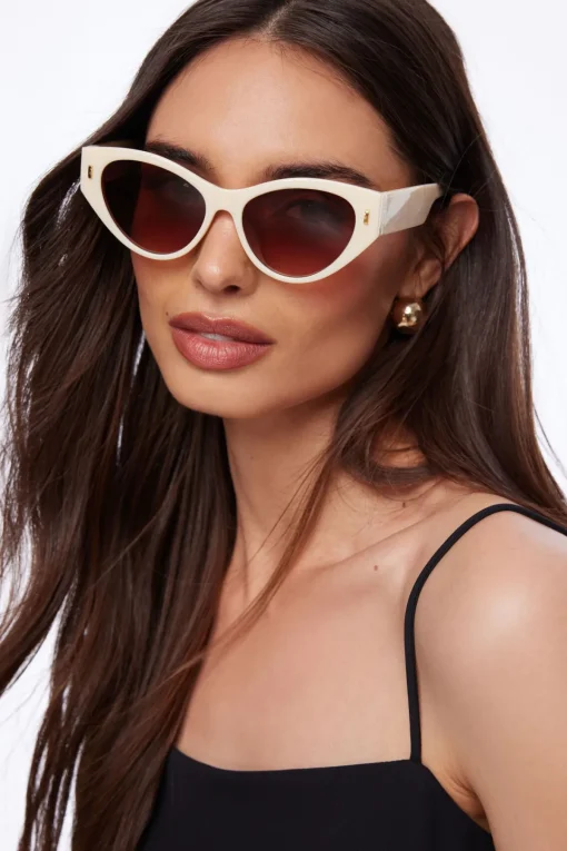Dynamite Classic Wide Arm Cat-Eye Sunglasses White New