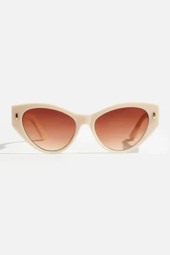 Dynamite Classic Wide Arm Cat-Eye Sunglasses White New