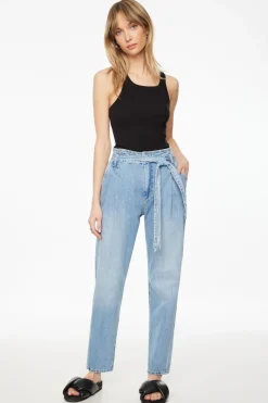 Dynamite Claudia Lightweight Paper Bag Mom Jeans Blue Cheap