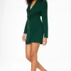 Dynamite Collared Shirt Mini Dress Green Outlet