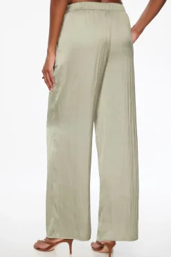 Dynamite Crinkled Wide Leg Satin Pants Green Hot