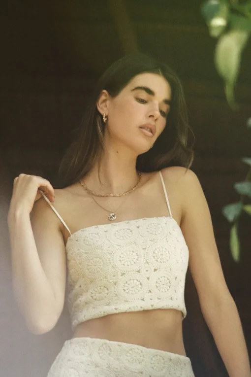 Dynamite Crochet Crop Top White Best
