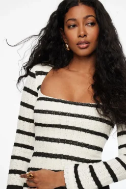 Dynamite Crochet Stripe Mini Dress Brown Best Sale