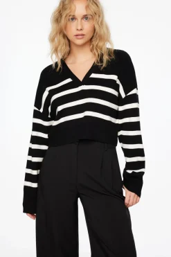 Dynamite Cropped Polo Sweater Black Best
