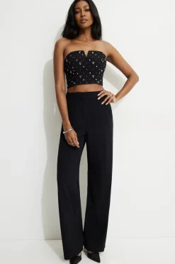 Dynamite Cropped Rhinestone Bustier Top Black Cheap