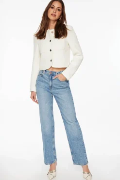 Dynamite Cropped Tweed Blazer White Discount