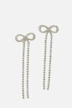 Dynamite Delicate Hanging Bow Earrings Grey Clearance