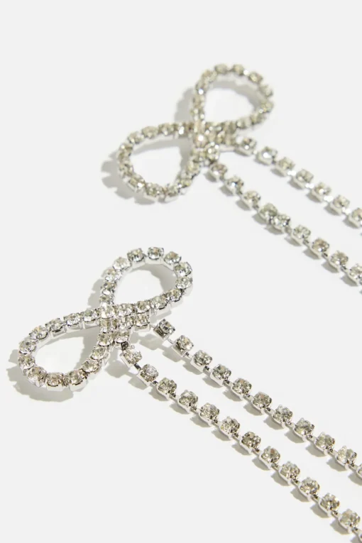 Dynamite Delicate Hanging Bow Earrings Grey Clearance