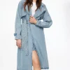 Dynamite Denim Trench Coat Blue Sale