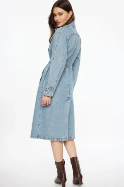 Dynamite Denim Trench Coat Blue Sale