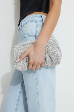 Dynamite Draped Gem Clutch Grey Store