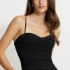 Dynamite Draped Mesh Corset Top Black Fashion