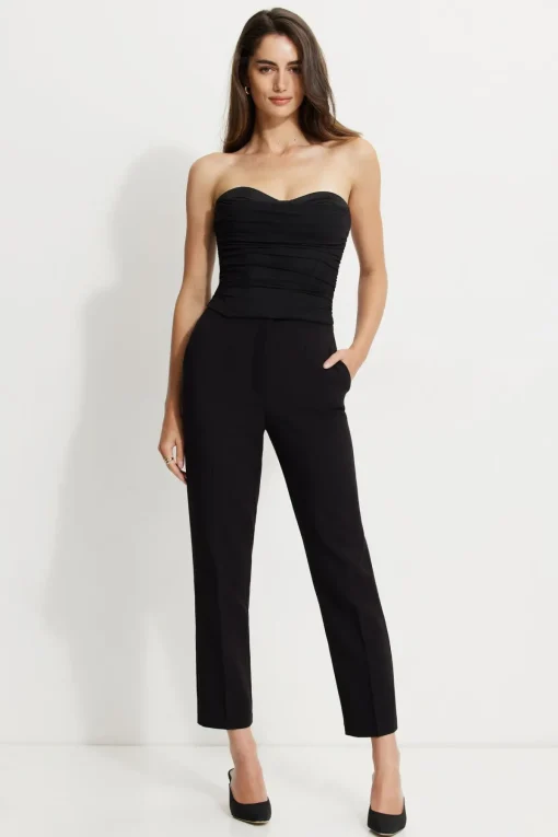 Dynamite Draped Mesh Corset Top Black Fashion