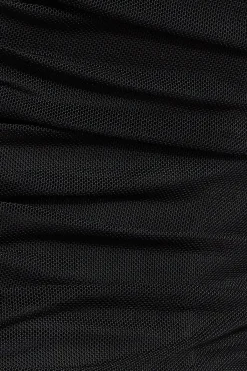 Dynamite Draped Mesh Corset Top Black Fashion