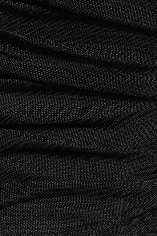 Dynamite Draped Mesh Corset Top Black Fashion
