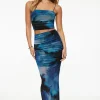 Dynamite Draped Mesh Maxi Skirt Blue Hot