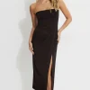 Dynamite Draped Midi Tube Dress Brown Outlet