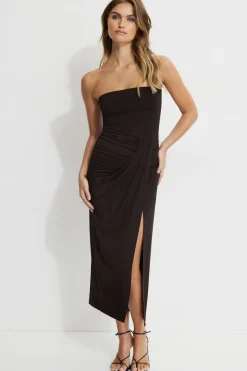 Dynamite Draped Midi Tube Dress Brown Outlet